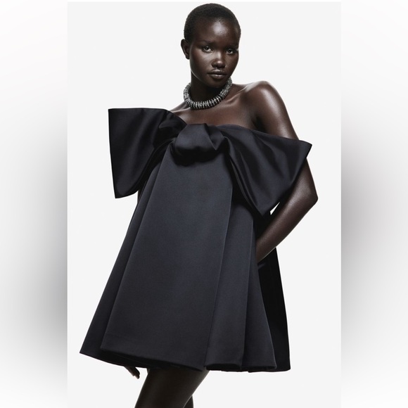 H&M BOW-FRONT SATIN MINI DRESS - Picture 6 of 12